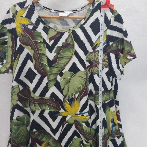 Lularoe Dress Womens L Tropical T-Shirt Short Sleeve Knee Length Pockets Swing - Picture 11 of 12